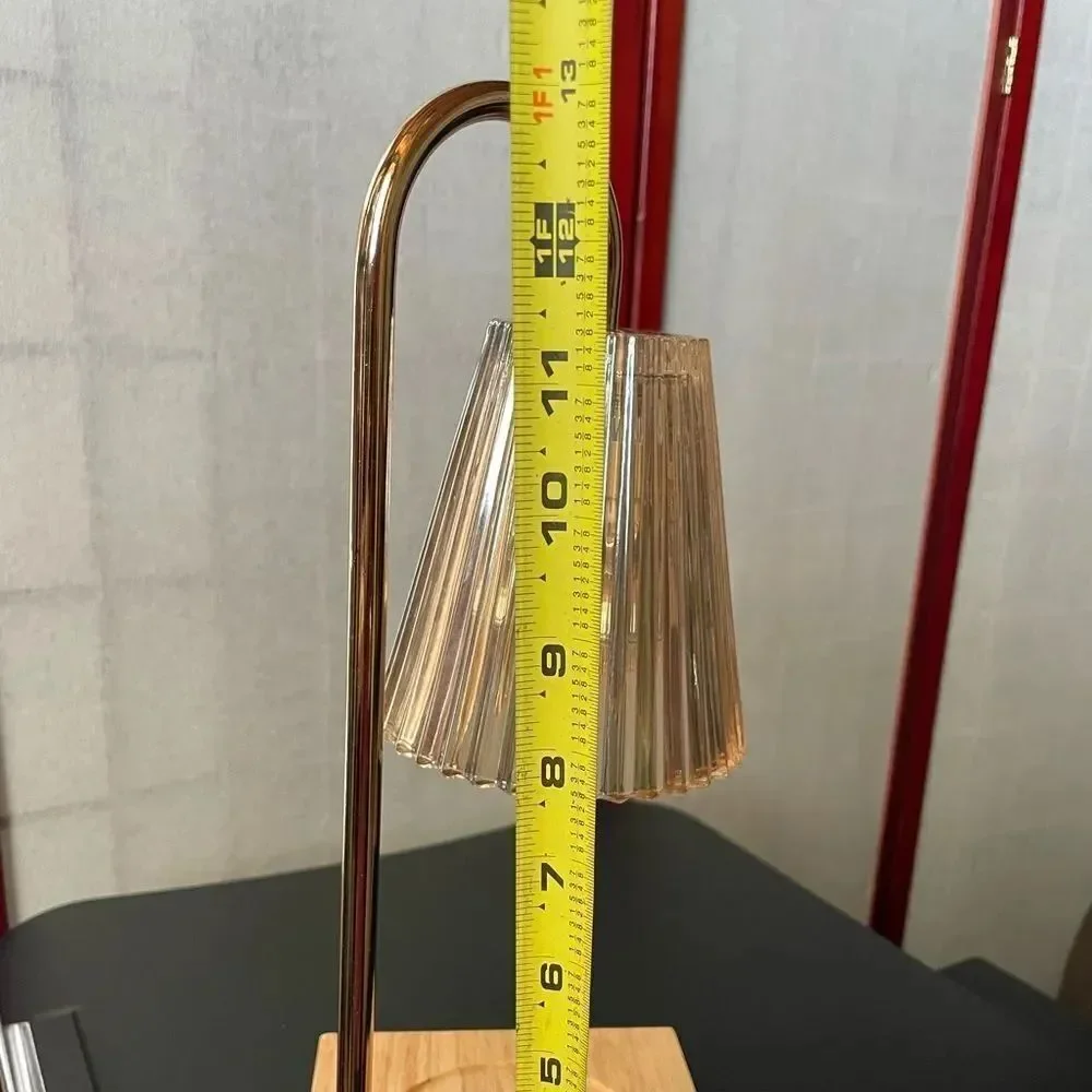 Elegant Candle Warmer Lamp w/Adjustable Brightness Stylish Wood, Metal & Glass